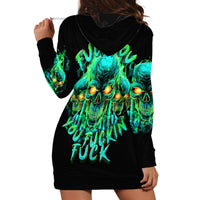 Flame Skull Hoodie Dress Fuck You You Fuckin Fuck - Wonder Print Shop