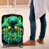 Flame Skull Luggage Cover Fuck You You Fuckin Fuck - Wonder Print Shop