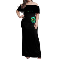 Flame Skull Off Shoulder Maxi Dress Fuck You You Fuckin Fuck - Wonder Print Shop