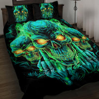 Flame Skull Quilt Bed Set Fuck You You Fuckin Fuck - Wonder Print Shop