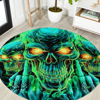 Flame Skull Round Carpet Fuck You You Fuckin Fuck