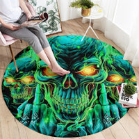 Flame Skull Round Carpet Fuck You You Fuckin Fuck