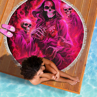 Flame Skull Beach Blanket I Have 3 Sides Quite Sweet Funny Crazy And The Side You Never See - Wonder Print Shop
