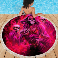 Flame Skull Beach Blanket I Have 3 Sides Quite Sweet Funny Crazy And The Side You Never See - Wonder Print Shop