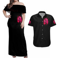 Flame Skull Couples Matching Off Shoulder Maxi Dress and Hawaiian Shirt I Have 3 Sides Quite Sweet Funny Crazy And The Side You Never See - Wonder Print Shop
