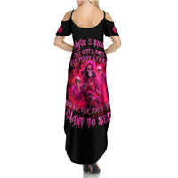 Flame Skull Family Matching Summer Maxi Dress and Hawaiian Shirt I Have 3 Sides Quite Sweet Funny Crazy And The Side You Never See - Wonder Print Shop
