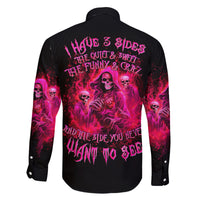 Flame Skull Family Matching Tank Maxi Dress and Hawaiian Shirt I Have 3 Sides Quite Sweet Funny Crazy And The Side You Never See - Wonder Print Shop