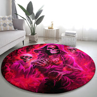 Flame Skull Round Carpet I Have 3 Sides Quite Sweet Funny Crazy And The Side You Never See