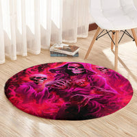 Flame Skull Round Carpet I Have 3 Sides Quite Sweet Funny Crazy And The Side You Never See