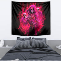 Flame Skull Tapestry I Have 3 Sides Quite Sweet Funny Crazy And The Side You Never See - Wonder Print Shop