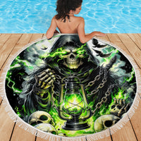 Reaper Skull Beach Blanket I Think I Was Designed To Be Alone - Wonder Print Shop