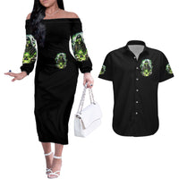 Reaper Skull Couples Matching Off The Shoulder Long Sleeve Dress and Hawaiian Shirt I Think I Was Designed To Be Alone - Wonder Print Shop