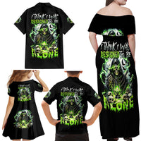 Reaper Skull Family Matching Off Shoulder Maxi Dress and Hawaiian Shirt I Think I Was Designed To Be Alone - Wonder Print Shop