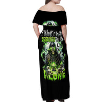 Reaper Skull Family Matching Off Shoulder Maxi Dress and Hawaiian Shirt I Think I Was Designed To Be Alone - Wonder Print Shop