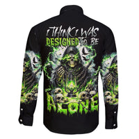 Reaper Skull Family Matching Short Sleeve Bodycon Dress and Hawaiian Shirt I Think I Was Designed To Be Alone - Wonder Print Shop