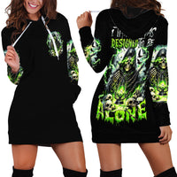 Reaper Skull Hoodie Dress I Think I Was Designed To Be Alone - Wonder Print Shop