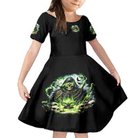 Reaper Skull Kid Short Sleeve Dress I Think I Was Designed To Be Alone - Wonder Print Shop