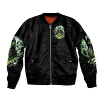 Reaper Skull Sleeve Zip Bomber Jacket I Think I Was Designed To Be Alone - Wonder Print Shop