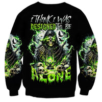 Reaper Skull Sweatshirt I Think I Was Designed To Be Alone - Wonder Print Shop