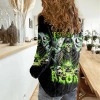 Reaper Skull Women Casual Shirt I Think I Was Designed To Be Alone - Wonder Print Shop