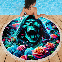 Rose Skull Beach Blanket She Whispered Back Iam The Storm - Wonder Print Shop