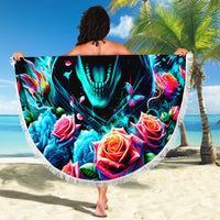 Rose Skull Beach Blanket She Whispered Back Iam The Storm - Wonder Print Shop