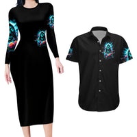 Rose Skull Couples Matching Long Sleeve Bodycon Dress and Hawaiian Shirt She Whispered Back Iam The Storm - Wonder Print Shop