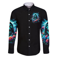 Rose Skull Family Matching Off Shoulder Long Sleeve Dress and Hawaiian Shirt She Whispered Back Iam The Storm - Wonder Print Shop