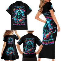 Rose Skull Family Matching Short Sleeve Bodycon Dress and Hawaiian Shirt She Whispered Back Iam The Storm - Wonder Print Shop