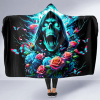 Rose Skull Hooded Blanket She Whispered Back Iam The Storm