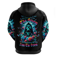 Rose Skull Hoodie She Whispered Back Iam The Storm - Wonder Print Shop