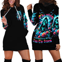 Rose Skull Hoodie Dress She Whispered Back Iam The Storm - Wonder Print Shop