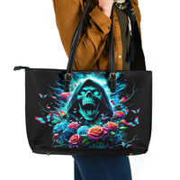 Rose Skull Leather Tote Bag She Whispered Back Iam The Storm - Wonder Print Shop