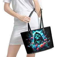 Rose Skull Leather Tote Bag She Whispered Back Iam The Storm - Wonder Print Shop