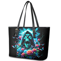 Rose Skull Leather Tote Bag She Whispered Back Iam The Storm - Wonder Print Shop