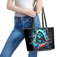 Rose Skull Leather Tote Bag She Whispered Back Iam The Storm - Wonder Print Shop