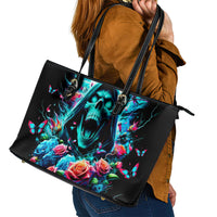 Rose Skull Leather Tote Bag She Whispered Back Iam The Storm - Wonder Print Shop