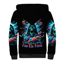 Rose Skull Sherpa Hoodie She Whispered Back Iam The Storm - Wonder Print Shop