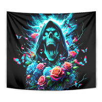 Rose Skull Tapestry She Whispered Back Iam The Storm - Wonder Print Shop