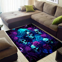 Rose Skull Area Rug I'm Never Alone My Demon Are With Me 24/7 - Wonder Print Shop