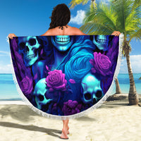 Rose Skull Beach Blanket I'm Never Alone My Demon Are With Me 24/7 - Wonder Print Shop