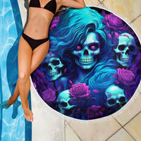 Rose Skull Beach Blanket I'm Never Alone My Demon Are With Me 24/7 - Wonder Print Shop