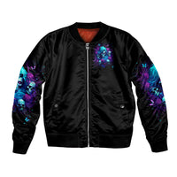 Rose Skull Bomber Jacket I'm Never Alone My Demon Are With Me 24/7 - Wonder Print Shop