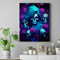 Rose Skull Canvas Wall Art I'm Never Alone My Demon Are With Me 24/7 - Wonder Print Shop