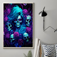 Rose Skull Canvas Wall Art I'm Never Alone My Demon Are With Me 24/7 - Wonder Print Shop