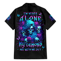 Rose Skull Family Matching Mermaid Dress and Hawaiian Shirt I'm Never Alone My Demon Are With Me 24/7 - Wonder Print Shop