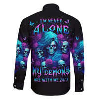 Rose Skull Family Matching Summer Maxi Dress and Hawaiian Shirt I'm Never Alone My Demon Are With Me 24/7 - Wonder Print Shop