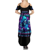 Rose Skull Family Matching Summer Maxi Dress and Hawaiian Shirt I'm Never Alone My Demon Are With Me 24/7 - Wonder Print Shop
