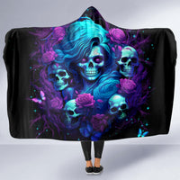 Rose Skull Hooded Blanket I'm Never Alone My Demon Are With Me 24/7