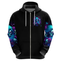 Rose Skull Hoodie I'm Never Alone My Demon Are With Me 24/7 - Wonder Print Shop